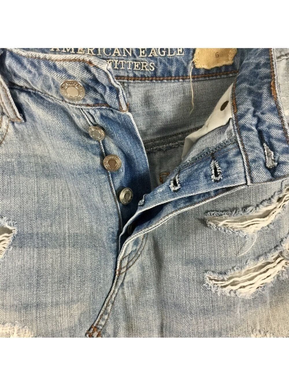 American Eagle Outfitters AE Vintage Hi-Rise Denim Skirt Distressed Size 6 - Picture 5 of 12